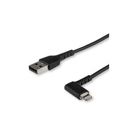 1m / 3.3ft Angled Lightning to USB Cable - Heavy Duty MFI Certified Lightning Cable - Black - USB to Lightning (RUSBLTMM1MBR)