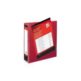 5 Star Presentation Ring Binder PVC 4 D-Ring 65mm Size A4 Red [Pack 10]