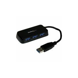 Portable 4 Port SuperSpeed Mini USB 3.0 Hub - Black