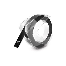 Embossing Tape, Plastic, 3/8"x9-4/5', White/Black