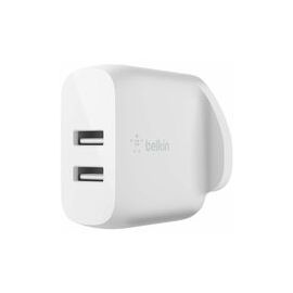 DUAL USB-A WALL CHARGER 12W WHT