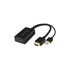 HDMI MALE TO DISPLAYPORT FEMALE ADAPTER WITH USB CABLE FOR POWER - BLACK