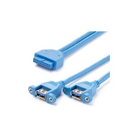 2 Port Panel Mount USB 3.0 Cable - USB A to Motherboard Header Cable F/F