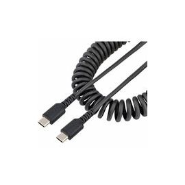 1M USB C CHARGING COILED CABLE BLACK
