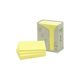 POSTIT RECYCLED 76X127MM YLW PADS PK16