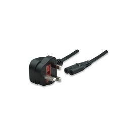 POWER CABLE/CORD UK 3PIN/C7 FEM -FIGURE OF 8 1.8M BLACK POLYBAG