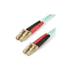 Aqua OM4 Duplex Multimode Fiber - 2m / 6 ft - 100 Gb - 50/125 - OM4 Fiber - LC to LC Fiber Patch Cable