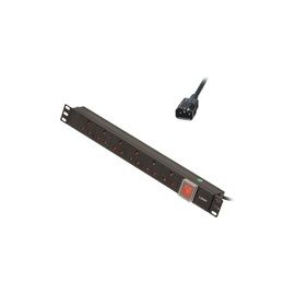 Lindy 1U 6 Way UK Sockets Horizontal PDU with IEC C14 Cable
