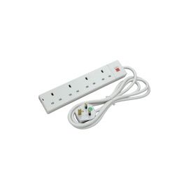 Lindy Power Strip - UK Mains 4 Way Gang Socket. White. 5m