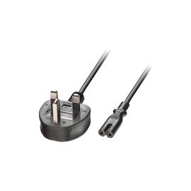 Lindy 1m UK 3 Pin Plug To IEC C7 Mains Power Cable. Black