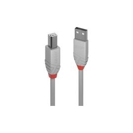 LINDY 3m USB 2.0 Type A to B Cable Anthra Line USB Type A Male to B Male cool grey