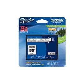 Laminated Tape Cartridge, For TZ Models, 3/8" , Black/White
