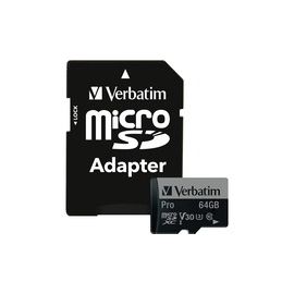Memory Card, microSDXC, w/Adapter, 64GB, BK/GY
