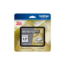 TZE-PR935 LAMINATED TAPE 12MM PREMIUM SILVER ON WHITE