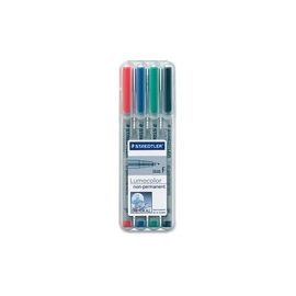Lumocolour Nonpermanent Markers, Finel Point, 4/ST, Ast