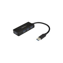 4 Port USB 3.0 Hub - Small USB with Charge Port - Powered USB 3.0 Hub Includes Power Adapter - USB Port Extender