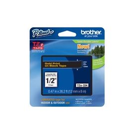 Laminated Tape Cartridge, For TZ Models, 1/2" , Gold/Black