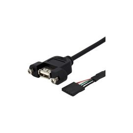 3 ft Panel Mount USB Cable - USB A to Motherboard Header Cable F/F