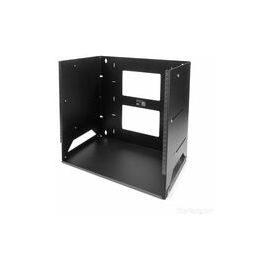 8U Wall-Mount Server Rack with Built-in Shelf - Solid Steel - Adjustable Depth 12in to 18in