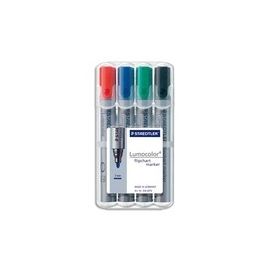 STAEDTLER Pochette de 4 marqueurs tableaux papier Lumocolor pointe ogive couleurs assorties