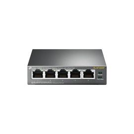5-Port 10/100Mbps Desktop Switch with 4-Port PoE, 5 10/100Mbps RJ45 ports including 4 PoE ports, 58W PoE Power supply, steel case