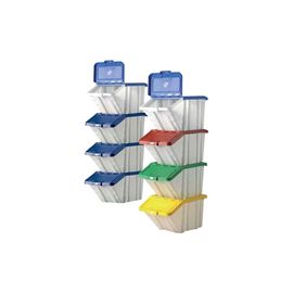 Barton Storage Container Bin 50L 30kg Load W390xD630xH340mm White and Red Lid Ref 052102/4 [Pack 4]