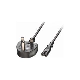 Lindy 2m UK 3 Pin Plug to IEC C7 mains power Cable. Black