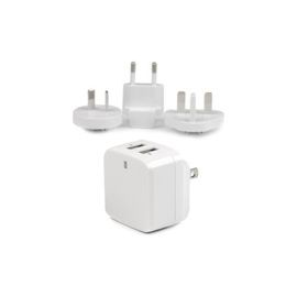 White Dual Port USB Wall Charger - High Power (17 Watt / 3.4 Amp) - Travel Charger (International)