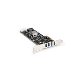 4 Port Quad Bus PCI Express (PCIe) SuperSpeed USB 3.0 Card Adapter with UASP - SATA/LP4 Power