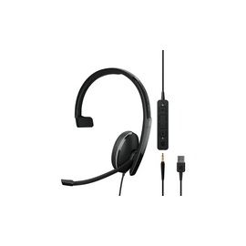Adapt 135T USB II On-ear single sided USB headset with 3.5mm jack and detachable USB cable with in-line call control and leatherette earpad. Teams Certified.