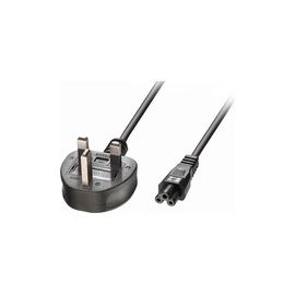 Lindy 1m UK 3 Pin Plug To IEC C5 'Cloverleaf' Power Cable. Black