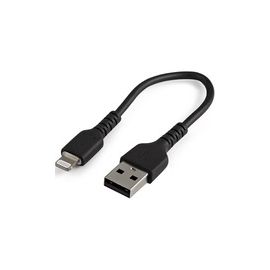 15cm Durable USB A to Lightning Cable - Black Rugged iPhone iPad Charge/Sync Charger Cord w/Aramid Fiber Apple MFI Certified