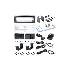 Conference Room Docking Station w/ Power; Table Connectivity A/V Box, Universal Laptop Dock, 60W PD, AC Outlet, USB Charging