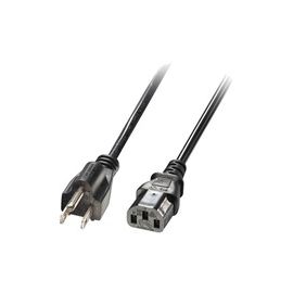 Lindy 2m US 3 Pin Plug To IEC C13 Mains Power Cable. Black
