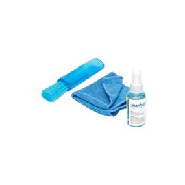 MANHATTAN LCD Mini Reinigungsset Alkoholfrei inkl. Reinigungsfluessigkeit Pinsel Mikrofasertuch und Tasche