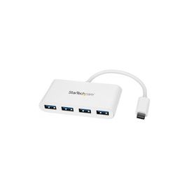 USB-C Hub - 4-Port USB 3.0 - USB-C to 4x USB-A - Bus Powered - White - Compact USB C Hub - USB-C Adapter
