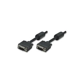 MANHATTAN SVGA Monitorkabel HD15 Stecker auf HD15 Stecker mit Ferritkern schwarz 10 m im Polybag
