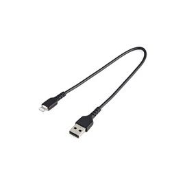 30cm Durable USB A to Lightning Cable - Rugged Black iPhone iPad Charge/Sync Charger Cord w/ Aramid Fiber Apple MFI Certified