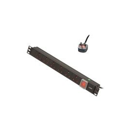 Lindy 1U 6 Way UK Sockets. Horizontal PDU with UK Plug