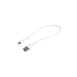 30cm Durable USB A to Lightning Cable - White Rugged iPhone iPad Charge/Sync Charger Cord w/Aramid Fiber Apple MFI Certified