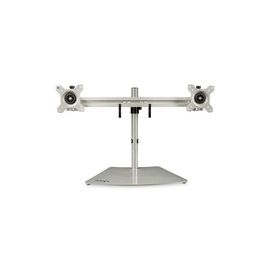Dual-Monitor Stand - Horizontal - For up to 24" VESA Mount Monitors - Silver - Adjustable Computer Monitor Stand for Desk - Steel & Aluminum