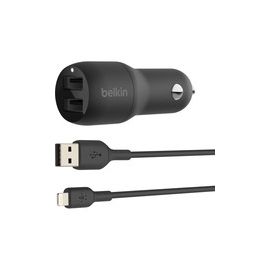 USBA CAR CHRG USBA TO LIGHTNING BLK