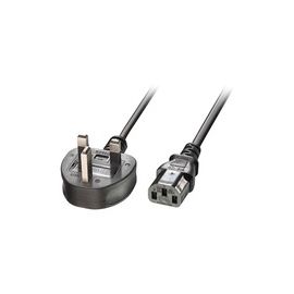 Lindy 1m UK 3 Pin Plug to IEC C13 mains power Cable. Black