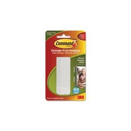Picture Hanging Strips w/Adhes, Narrow, 4/PK, White