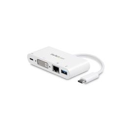 USB C Multiport Adapter - with Power Delivery (USB PD) - USB C to USB 3.0 / DVI / Gigabit Ethernet - USB-C Hub