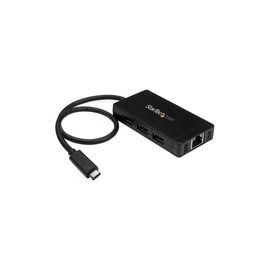 3 Port USB 3.0 Hub with USB-C and Gigabit Ethernet - Includes Power Adapter - USB C Hub - USB Type-C Hub + GbE - USB Type C