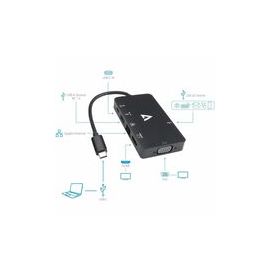 BLACK USB C ADAPTERUSB C TO USB3.0 RJ45 HDMI VGA
