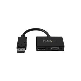 Travel A/V adapter: 2-in-1 DisplayPort to HDMI or VGA