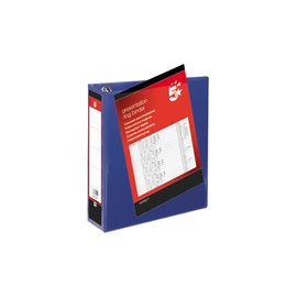 5 Star Presentation Ring Binder PVC 4 D-Ring 65mm Size A4 Blue [Pack 10]