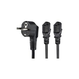 2m C13 Power Cord - Schuko CEE7 to 2x C13 - Y Splitter Power Cable - C13 Power Cable - European Power Cord